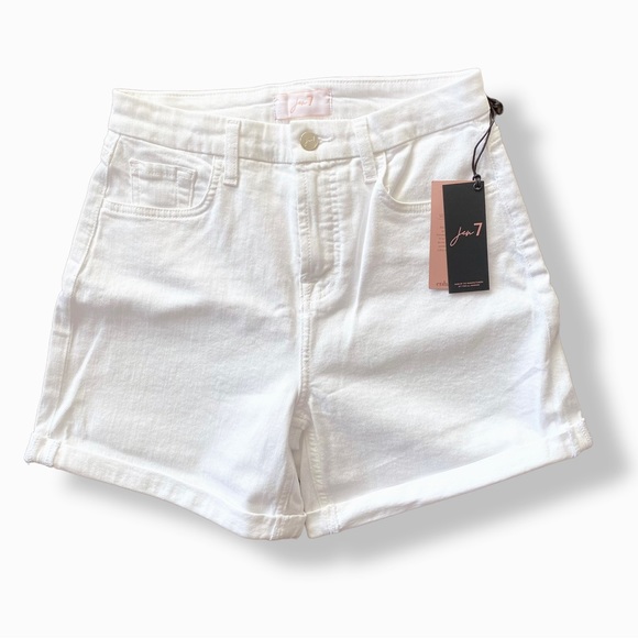 Jen7 High Rise MidRoll White Jean Shorts 4 NWT - Picture 2 of 14